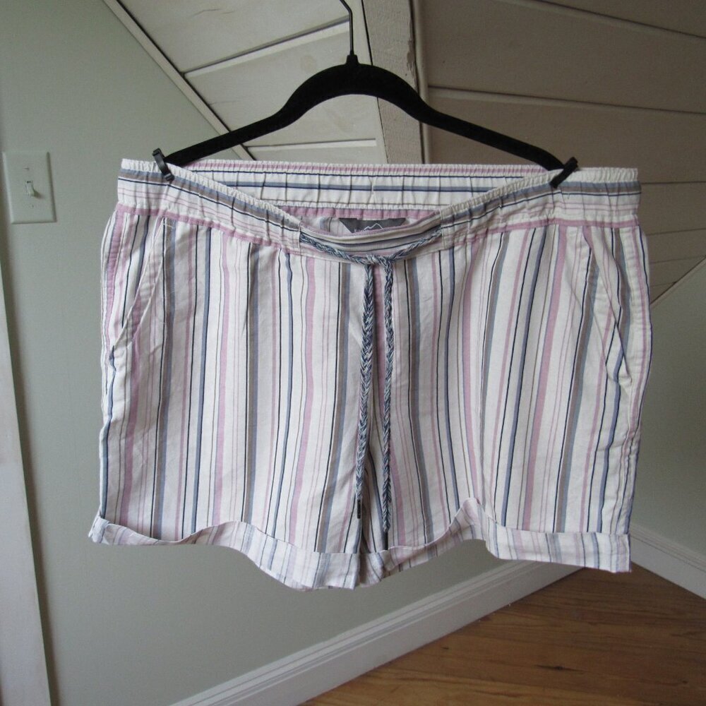 EDDIE BAUER SHORTS WOMENS STRIPED LINEN BLEND CUFFED LOUNGE BAGGY XL - Picture 13 of 13